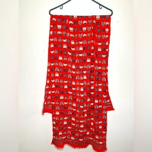 Talbots 100% Viscose Nordic Sweater Orange Scarf